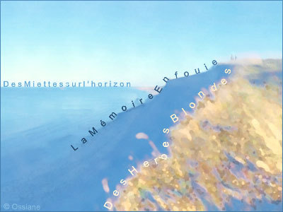 Des herbes blondes, des miettes sur l'horizon, la mémoire enfouie.