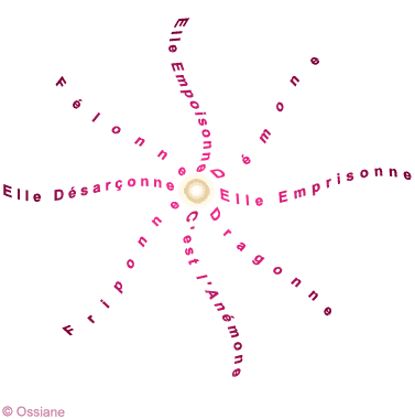 Friponne, Elle Désarçonne. Félonne, Elle Empoisonne. Démone, Elle Emprisonne. Dragonne, c'est l'Anémone.